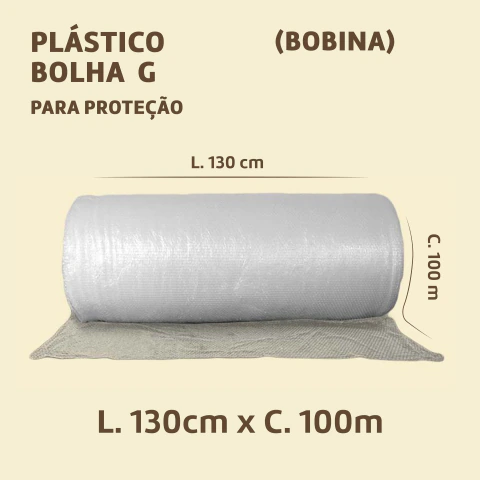 Plástico Bolha G | Bobina - 130cmx100M - Embala Easy